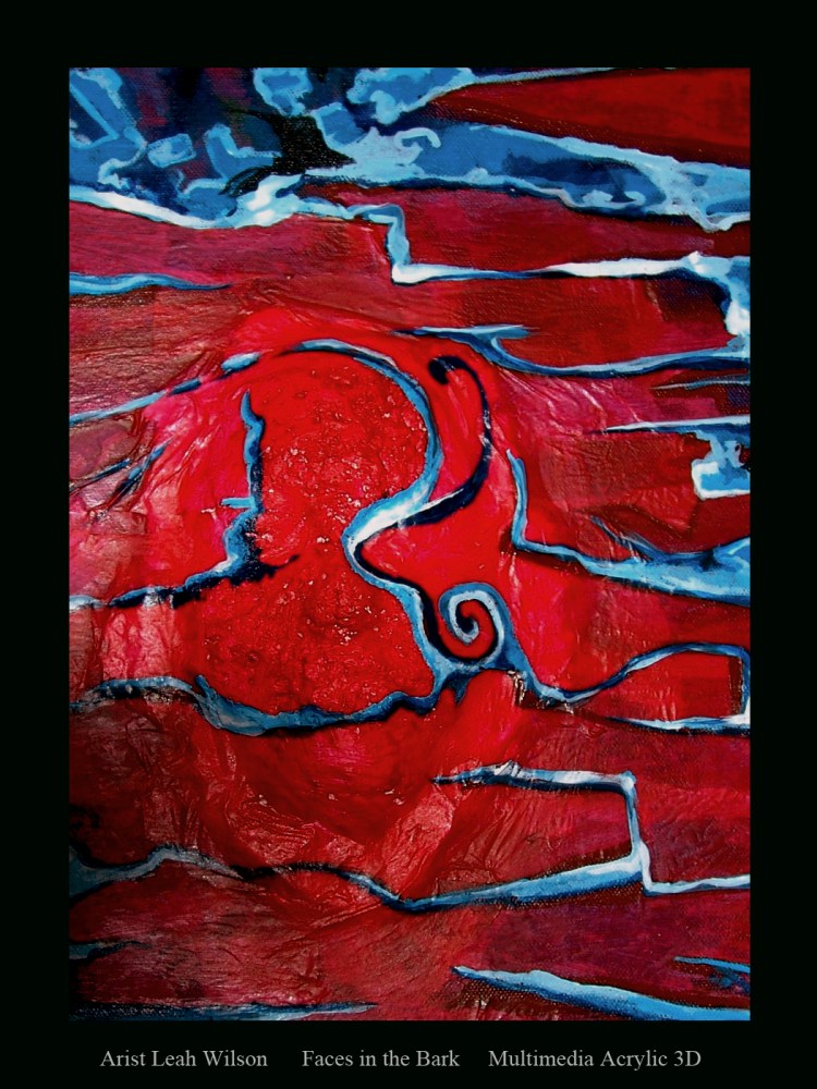 artistleahwilson acrylic art faces in the bark